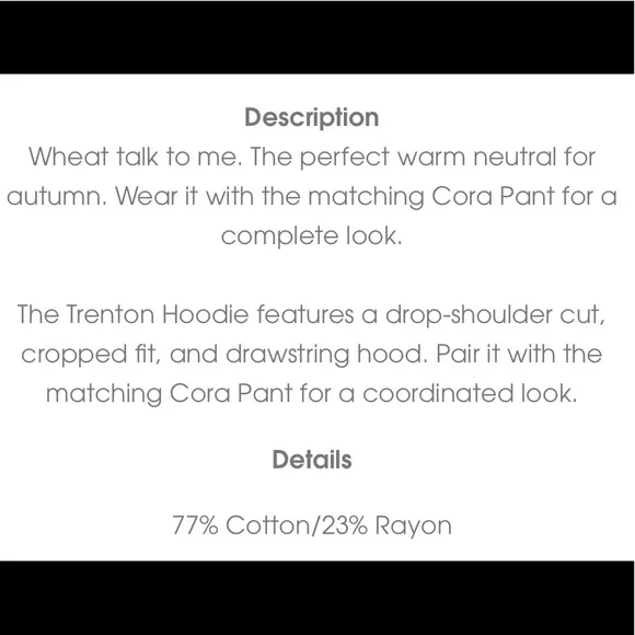 🔥WILDFOX🔥TRENTON HOODIE CROPPED SWEATSHIRT COLOR WHEAT XS/MEDIUM NWT - Picture 7 of 8